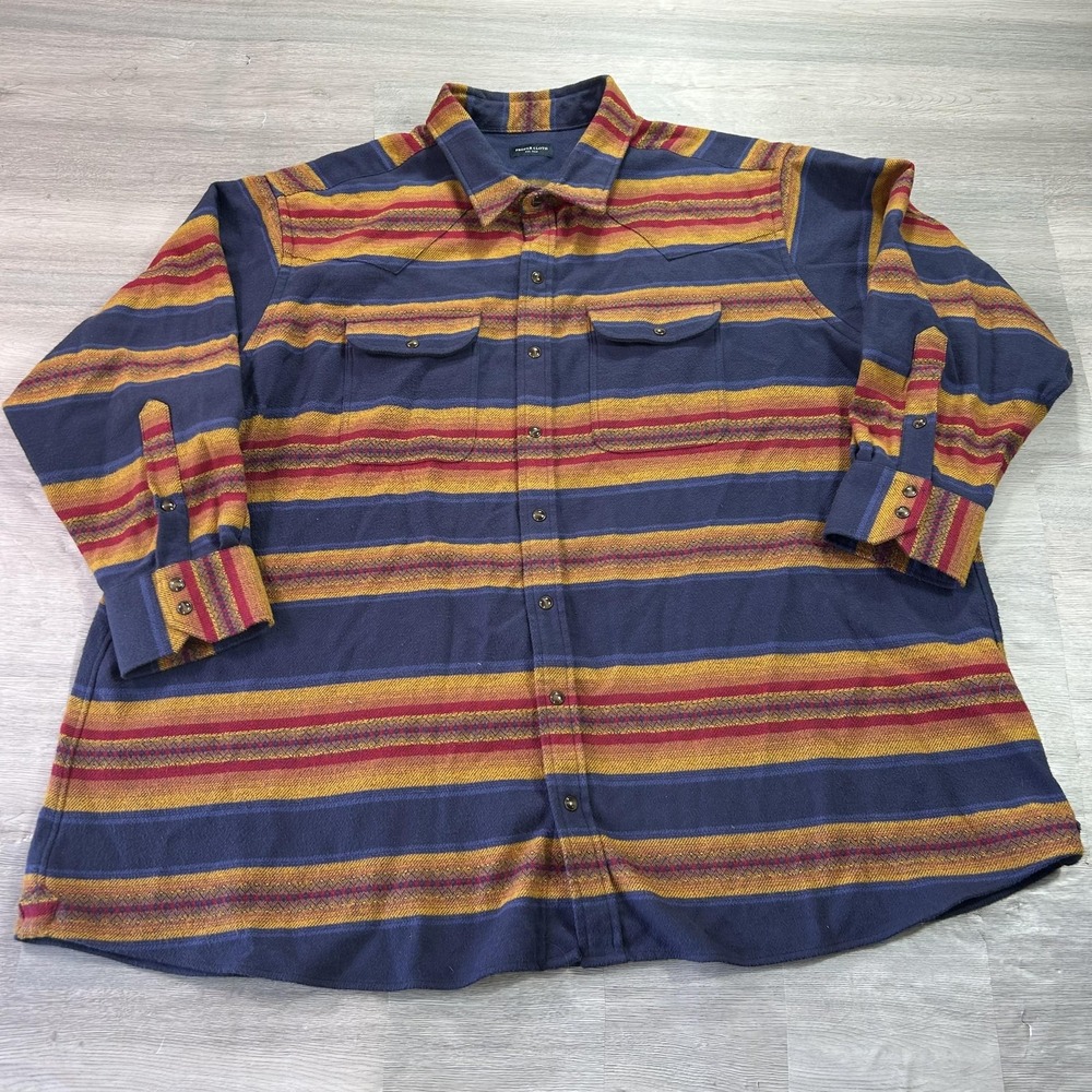 Proper Cloth Shirt Mens 4XL Navy Southwest Blanket Stripe Western Flannel Snap